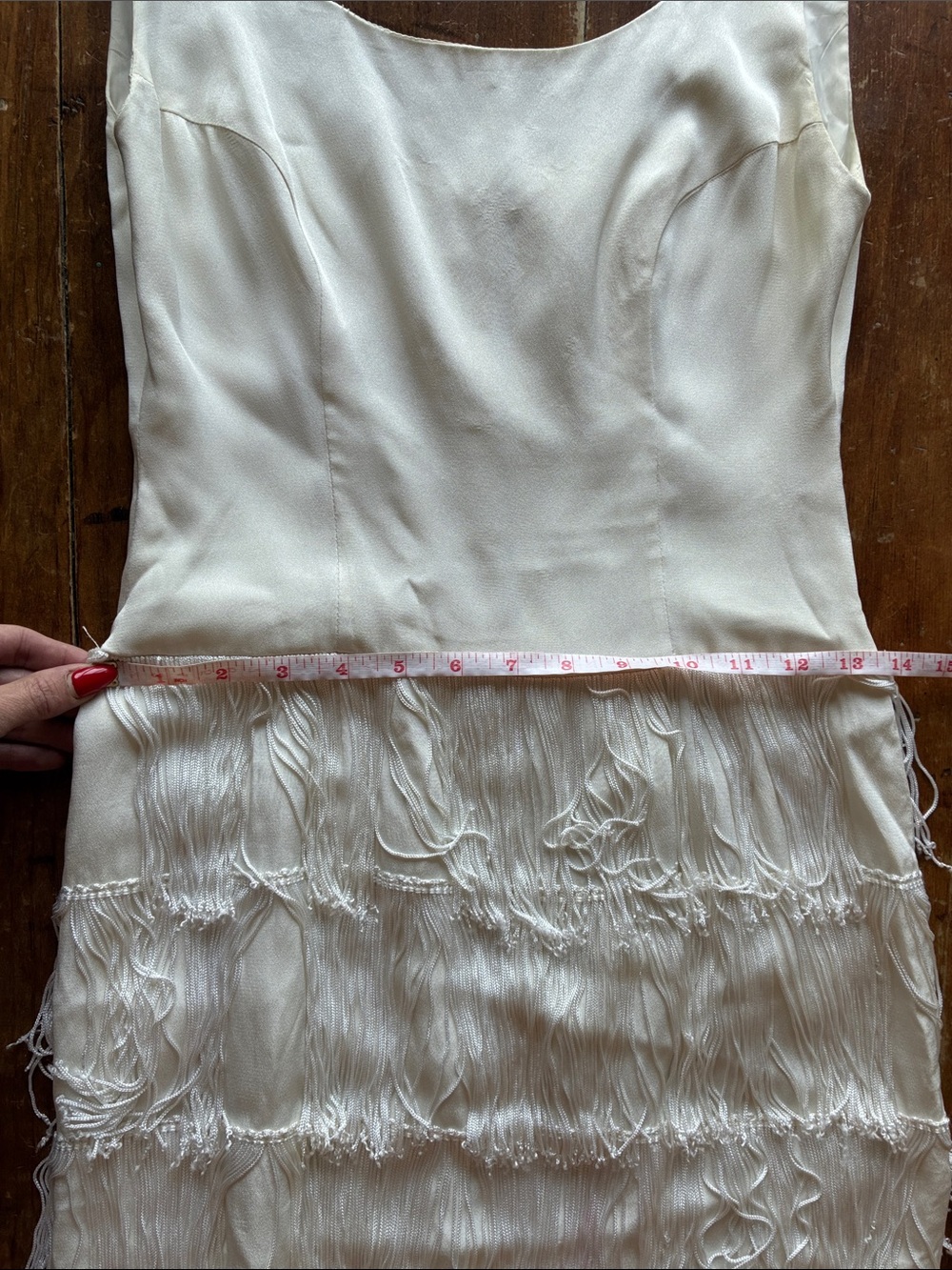Vintage Original Jr. Theme Ivory Fringe Cocktail Dress | modern Bridal | - Picture 13 of 13